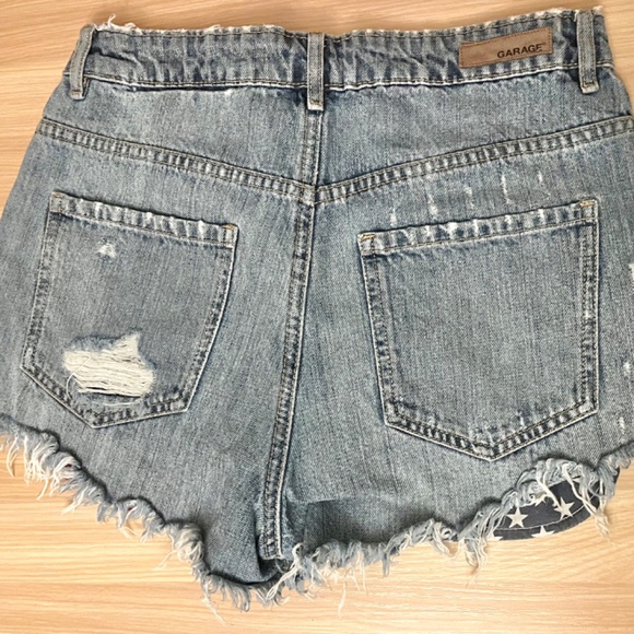 Garage USA American Flag Star-Spangled Banner Denim Jean Pocket Shorts - Picture 3 of 3